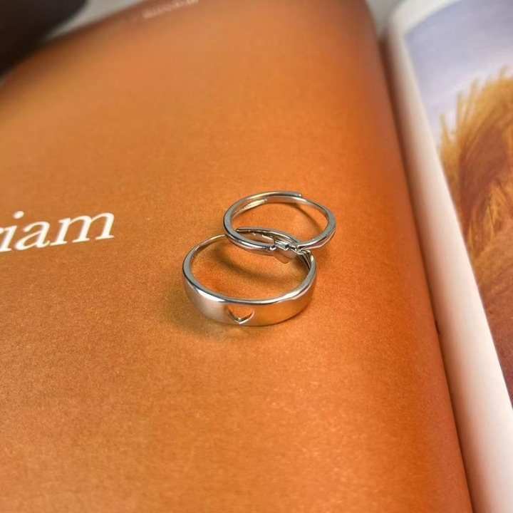 Adjustable Heart Couples Ring Set