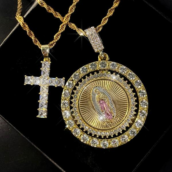2pc Virgin Marry Cross Necklace Set
