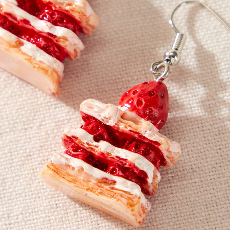 Strawberry Cake Slice Earrings
