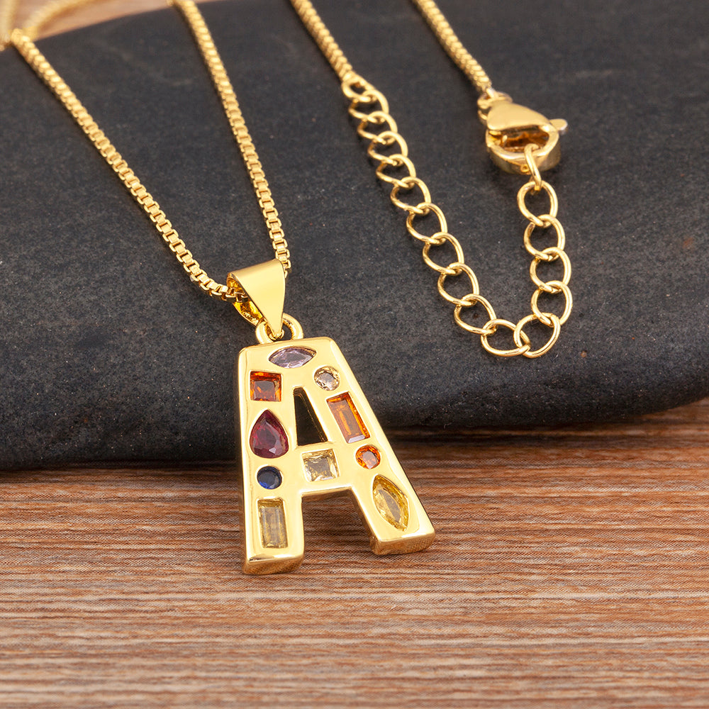 Colorful Gemstone Initial Pendant Necklace