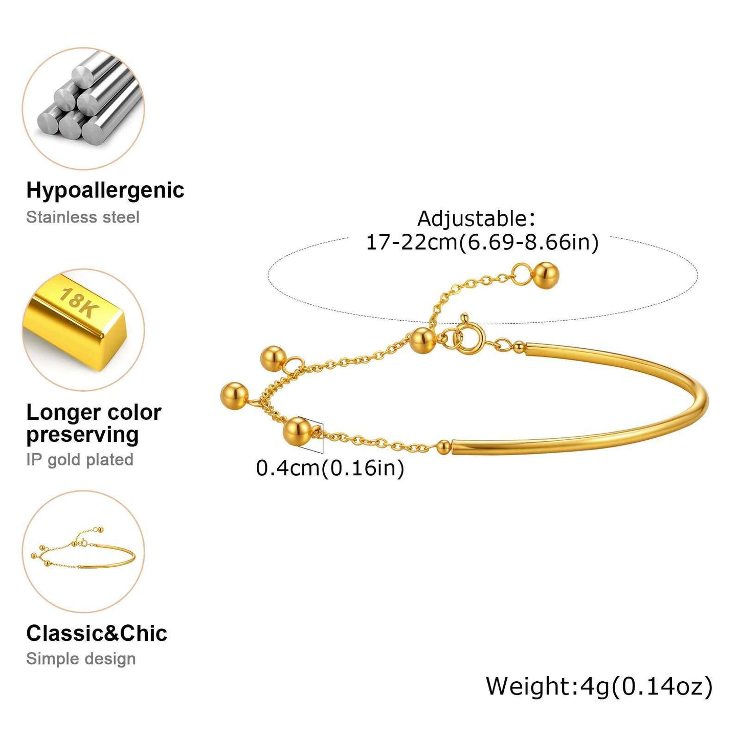 Minimalist Ball Accent Chain Bracelet