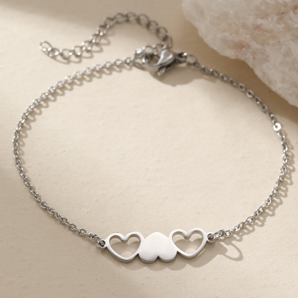 Triple Heart Link Bracelet