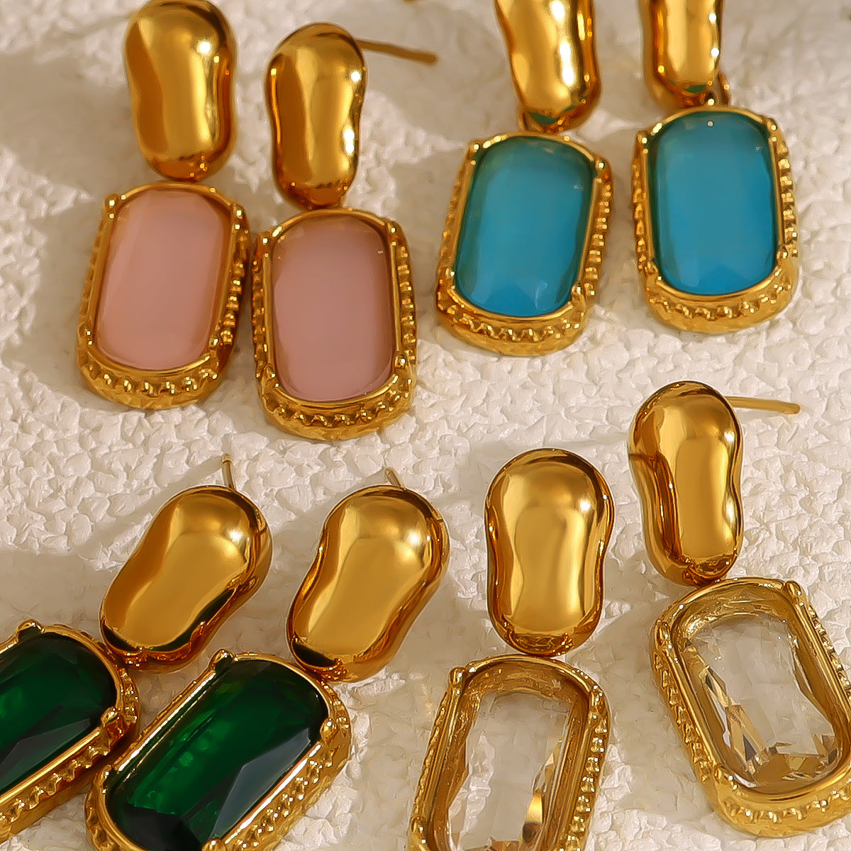 Matte Blush Gem Drop Earrings