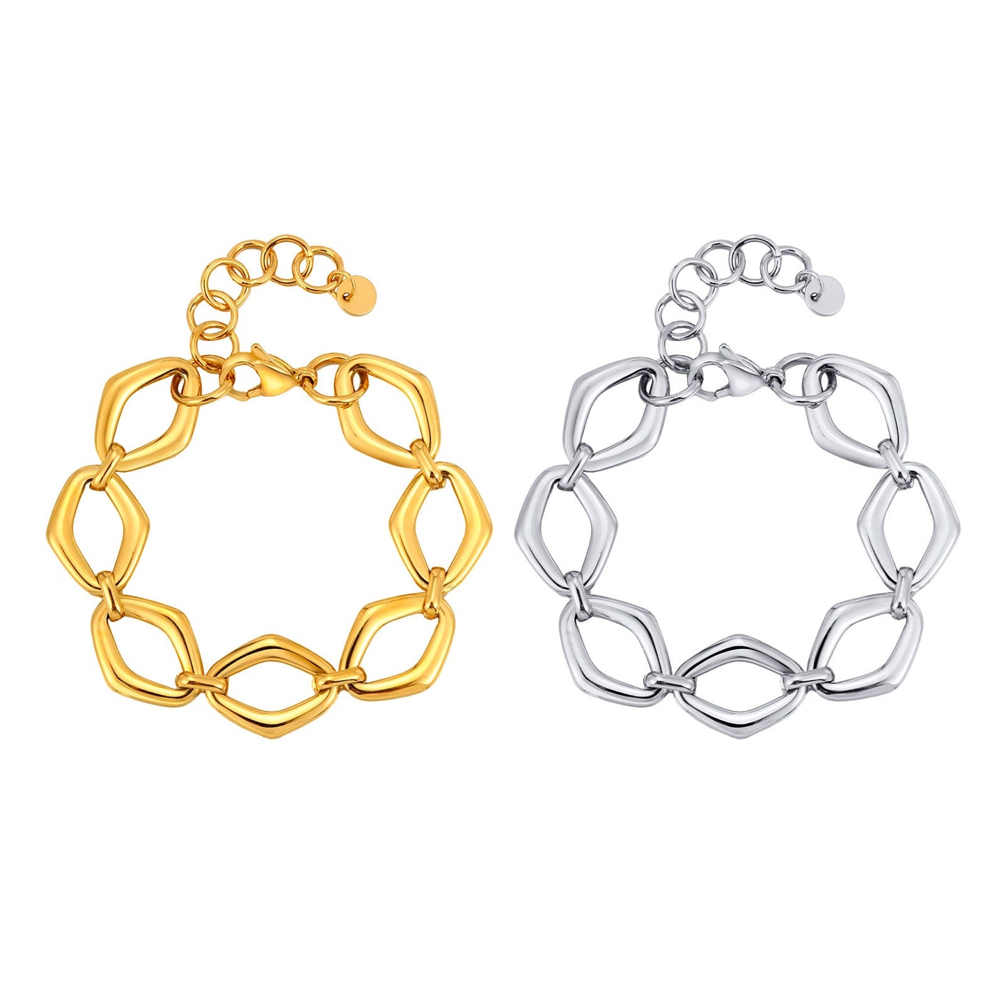 Diamond-Shaped Gold Link Bracelet