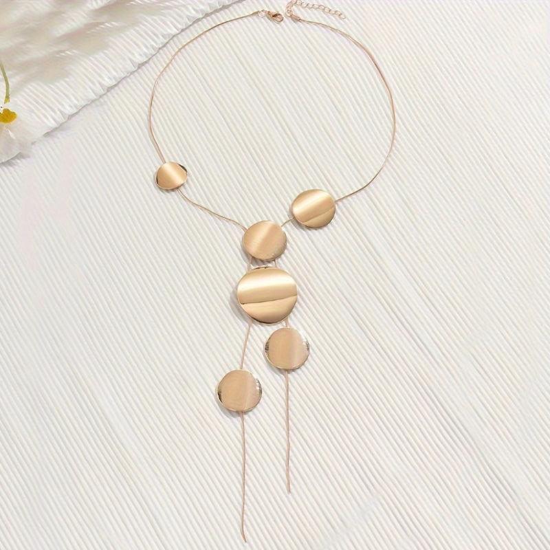 Modern Geometric Disc Y-Necklace