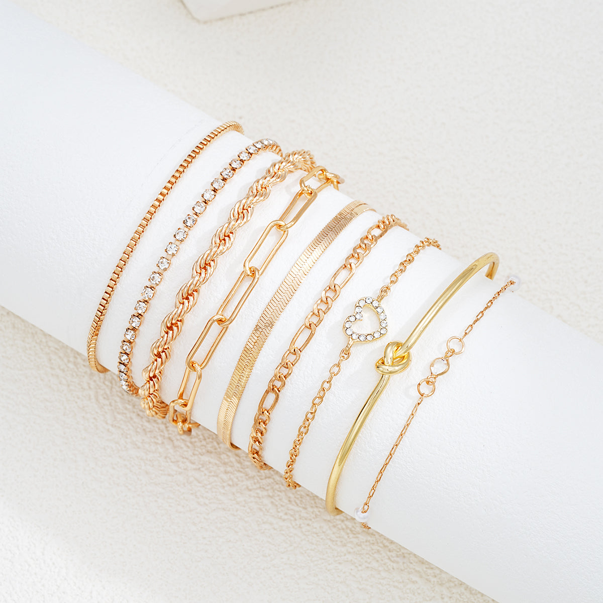 9pc Mixed Chain & Charm Bracelet Set