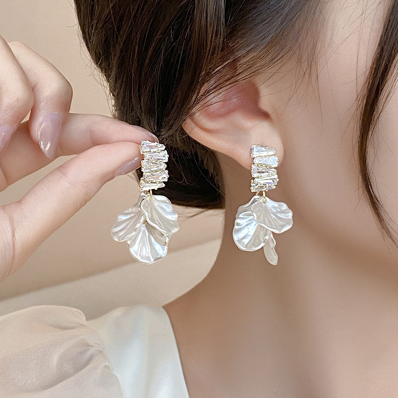 Crystal Petal Drop Earrings