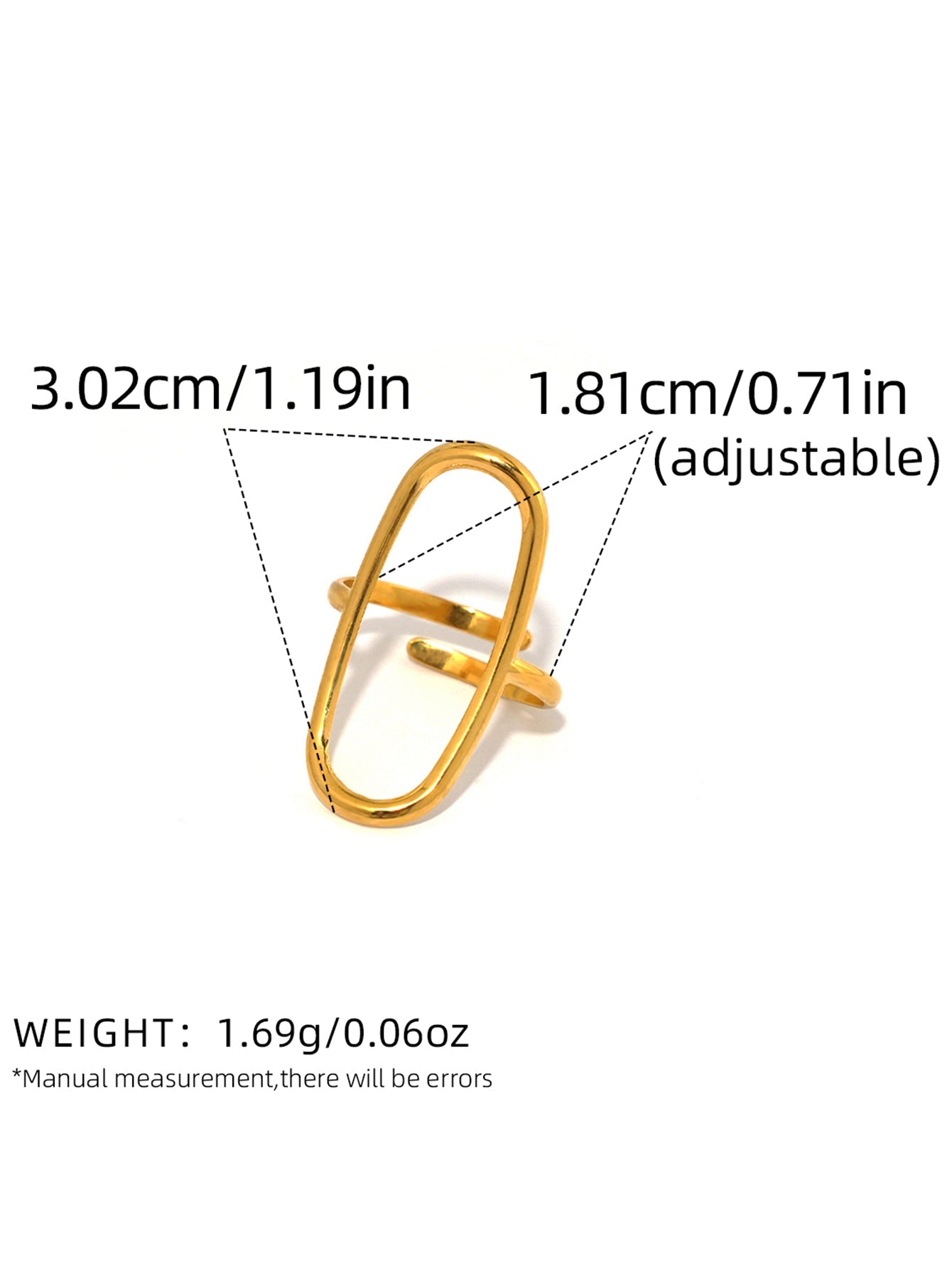 18K Gold Plated Hollow Oval Ring