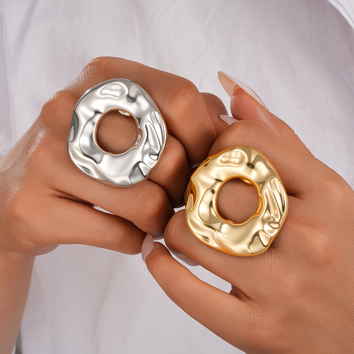 2pc Bold Abstract Circle Ring Set