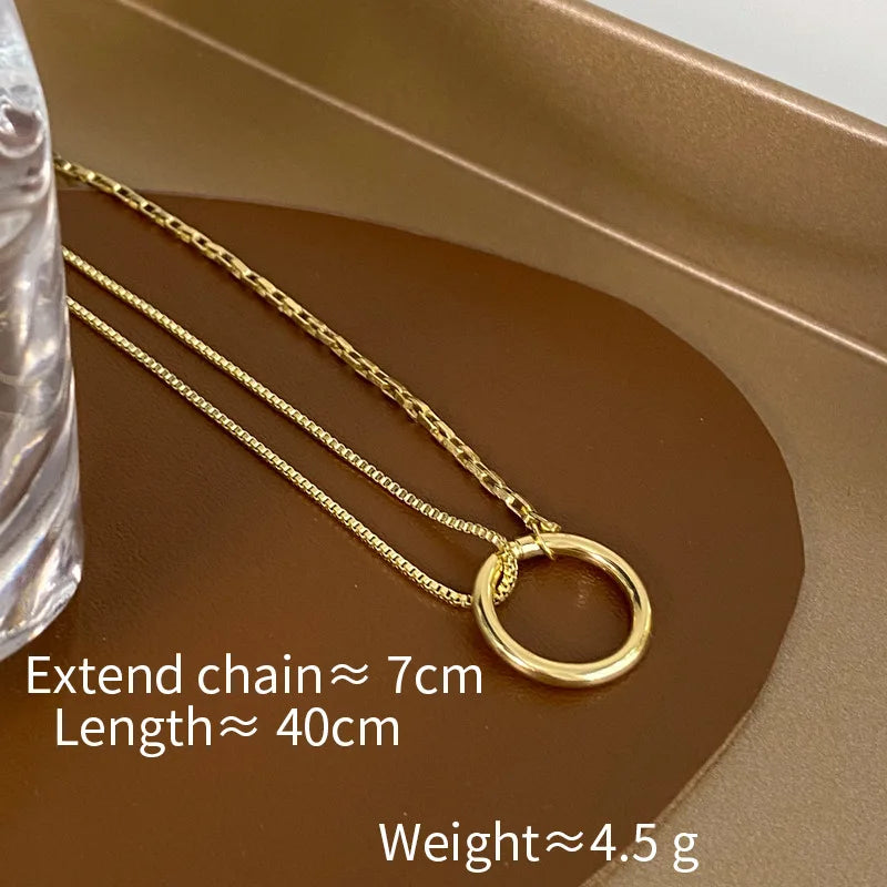 Minimalist Gold Circle Pendant Necklace