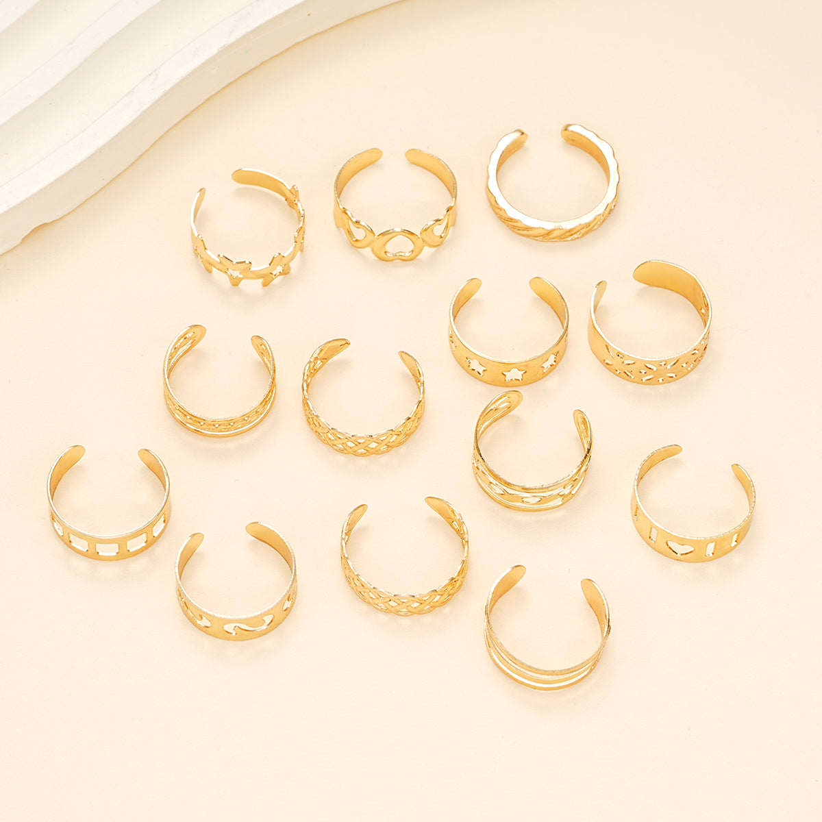 10pc Gold Statement Toe Ring Set