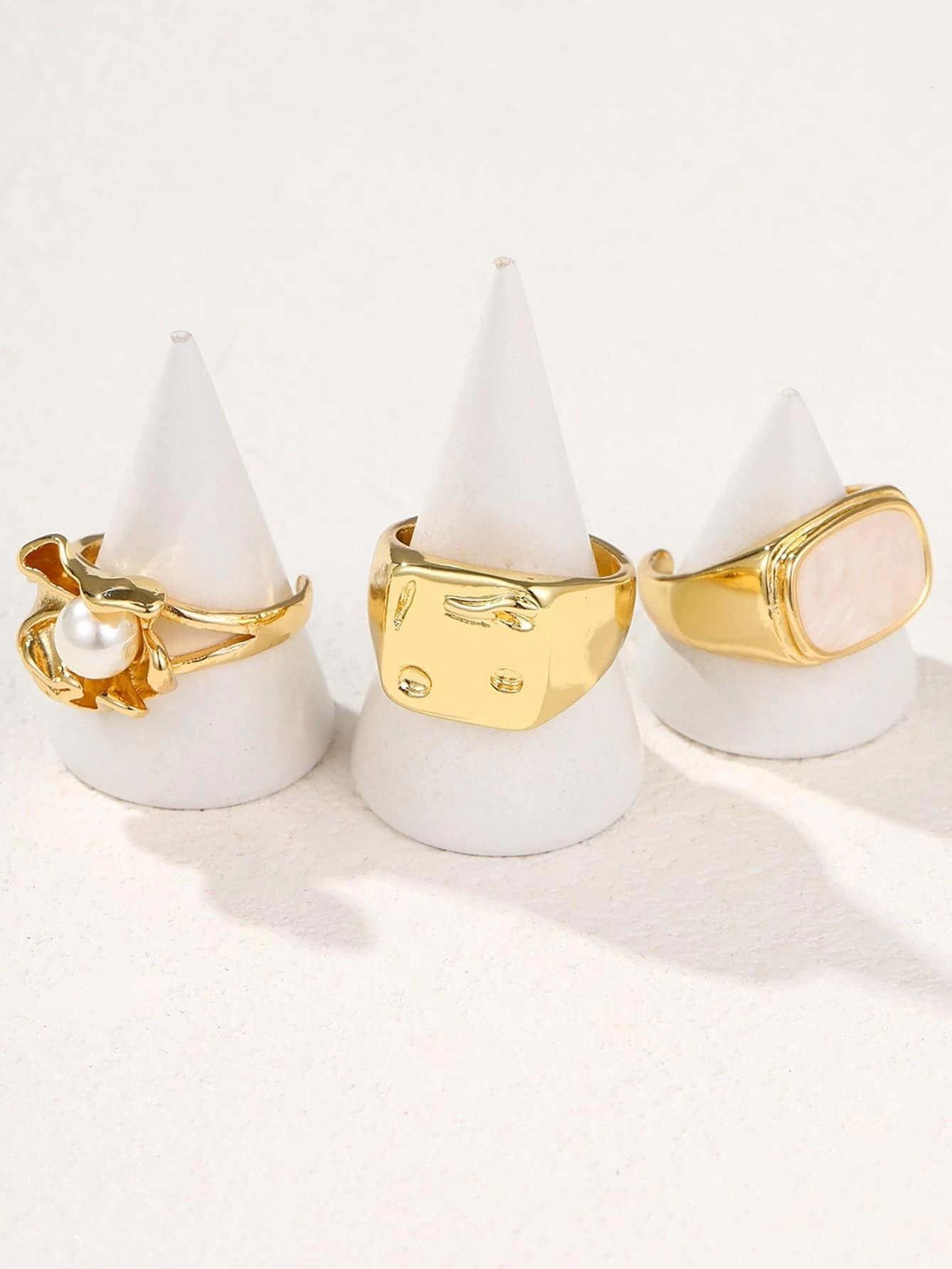 3pc Retro Stackable Open Ring Set