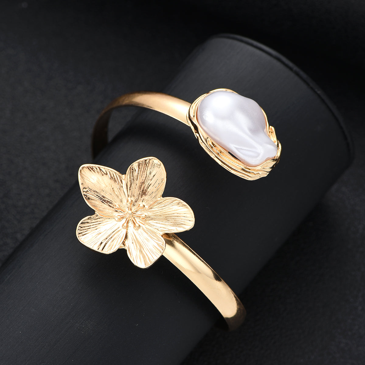 Floral & Pearl Accent Bracelet Set