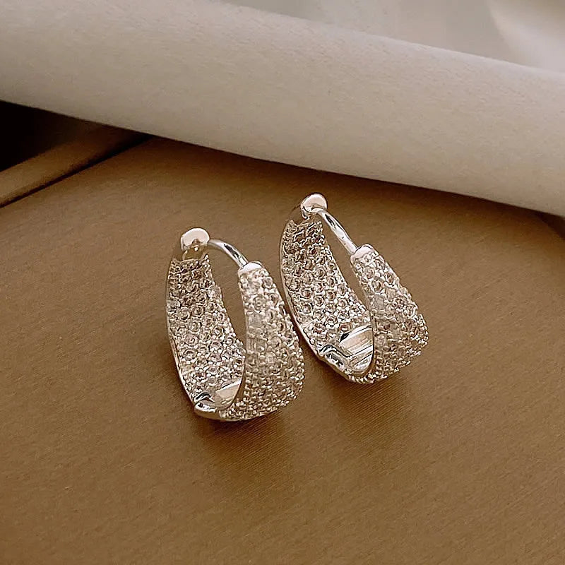 Wide Pave Crystal Hoop Earrings