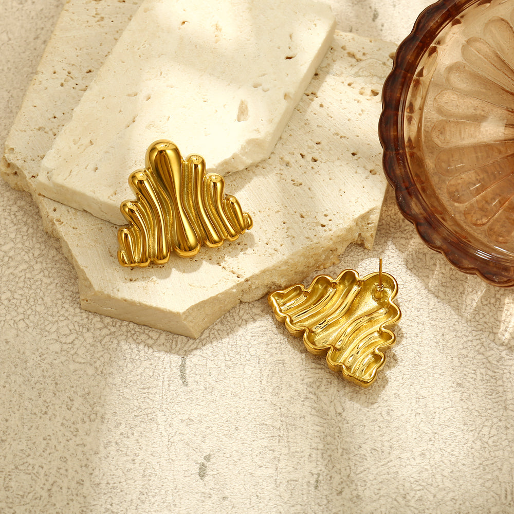 Bold Ripple Textured Stud Earrings