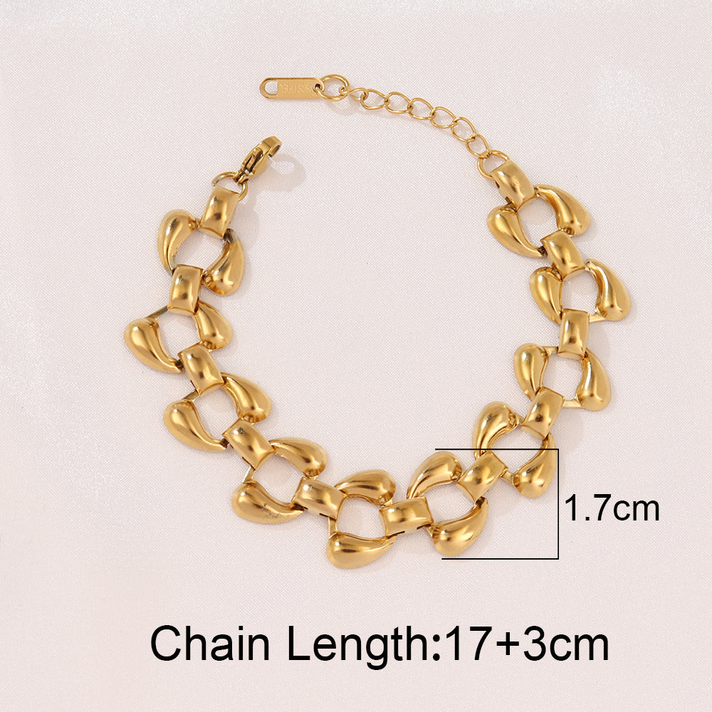 Gold Heart & Bow Chain Bracelet