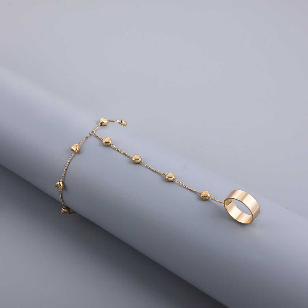 Heart Chain Ring Bracelet