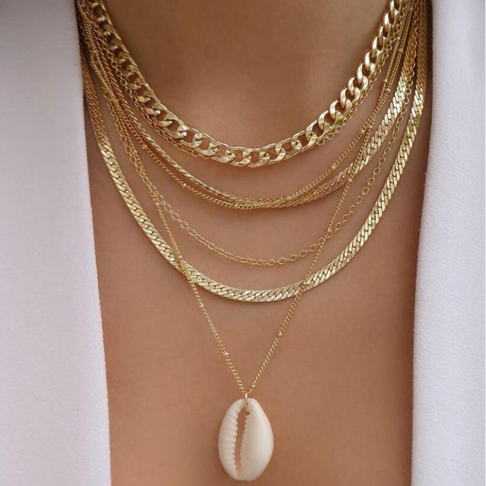 6pc Layered Gold Chain Necklace Set