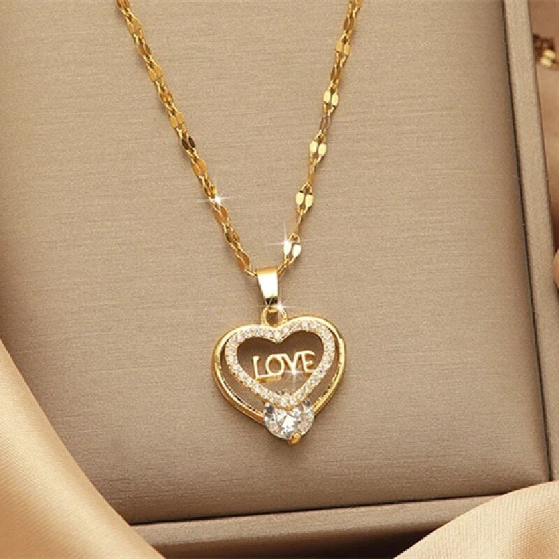 Gold Heart Pendant Necklace