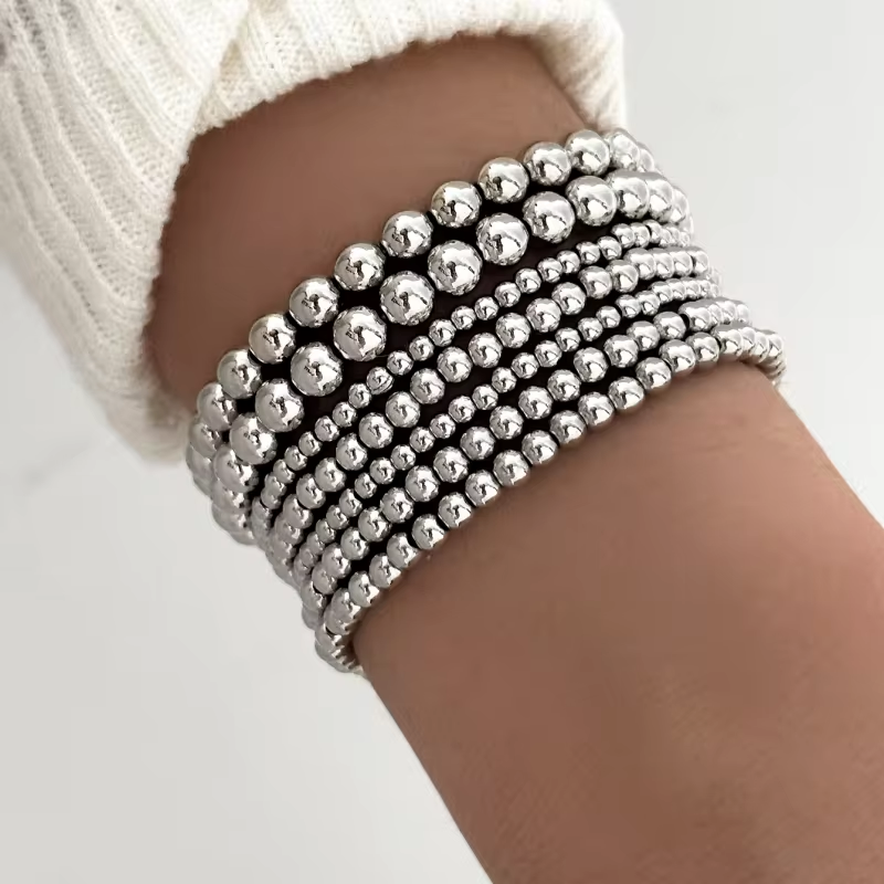 7pc Chunky Beaded Bracelet Stack