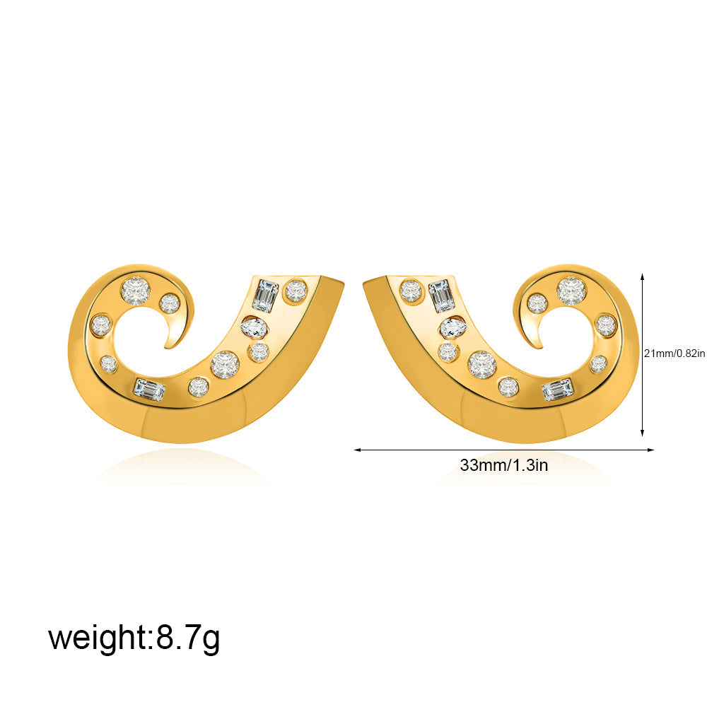 Zircon Conch Stud Earrings