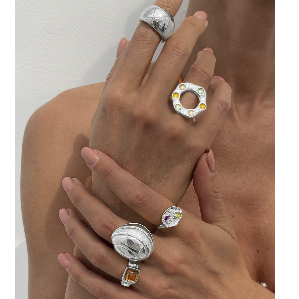 Baroque French Rhinestone Ring Set