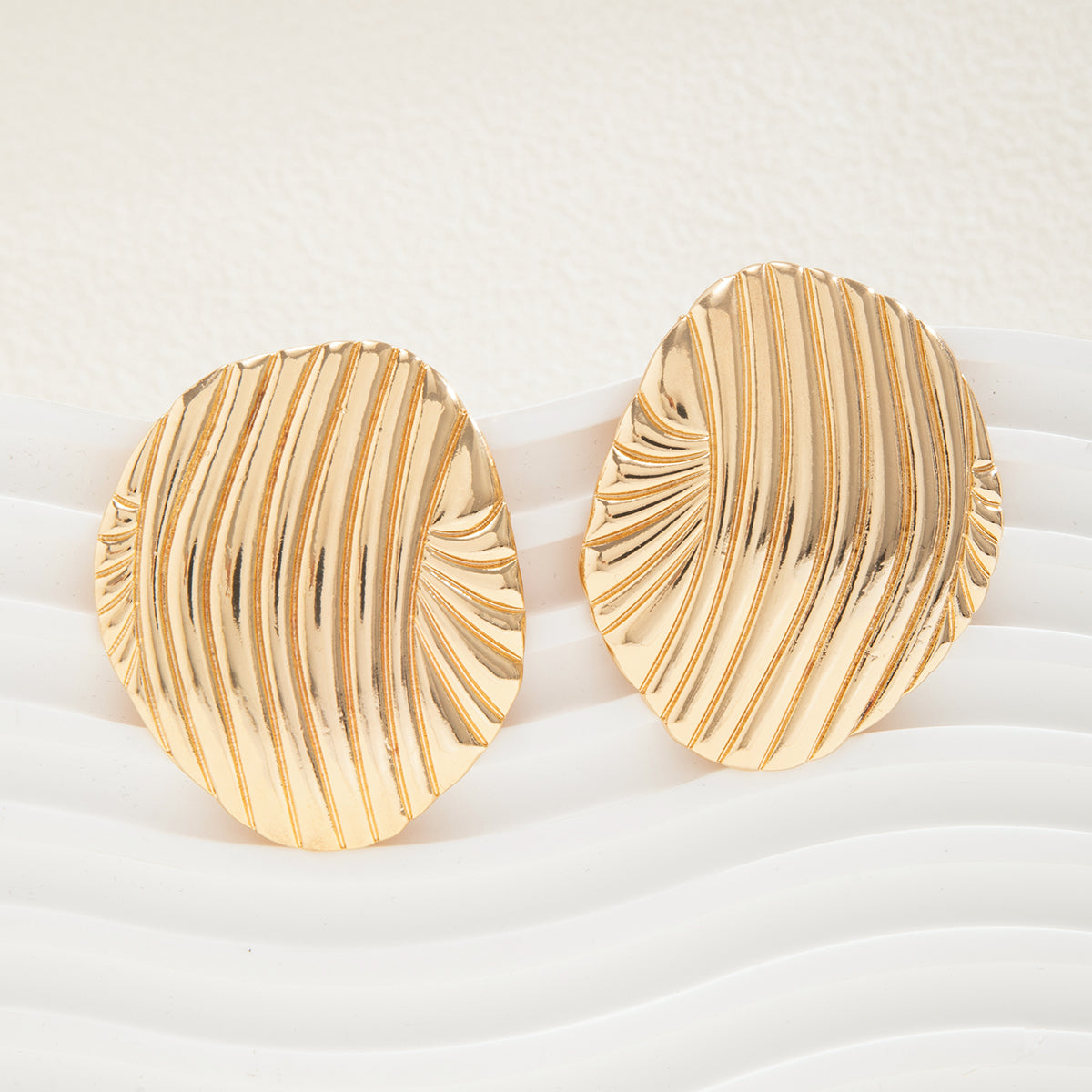 Textured Dome Gold Stud Earrings