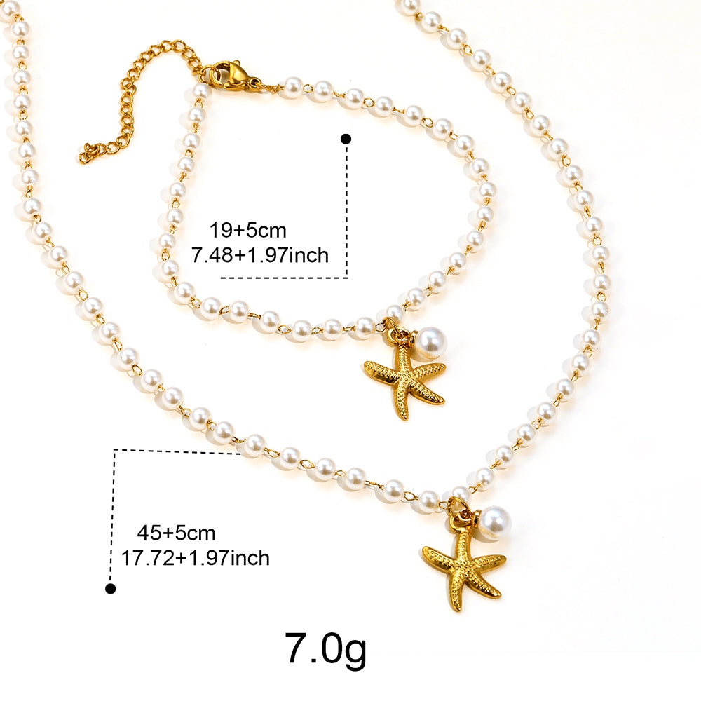 2pc Pearl Starfish Jewelry Set
