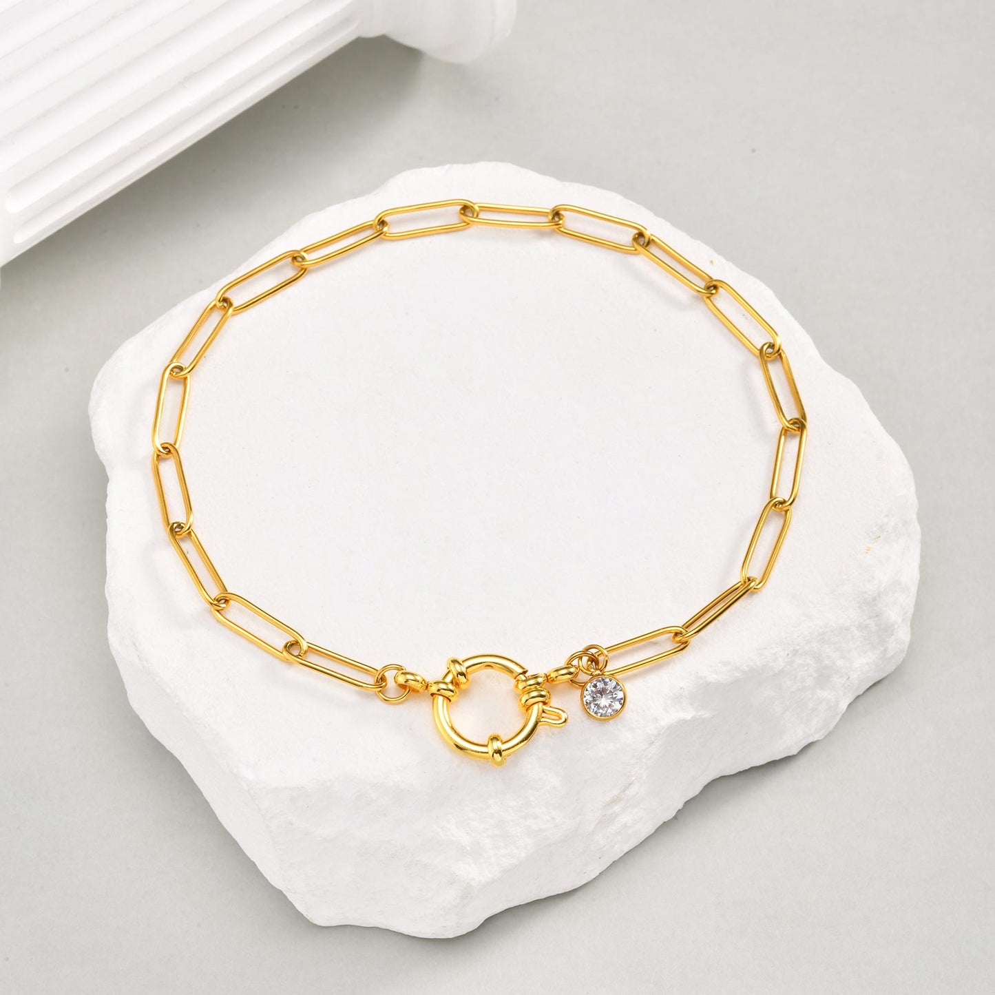 Gemstone Charm Chain Anklet