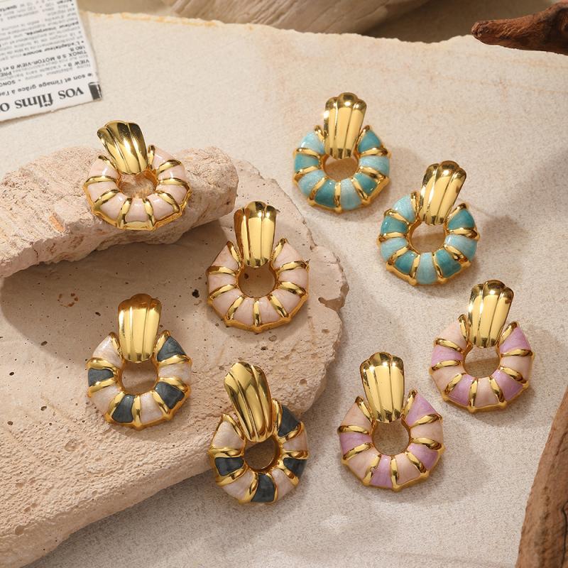 Turquoise Mosaic Hoop Earrings