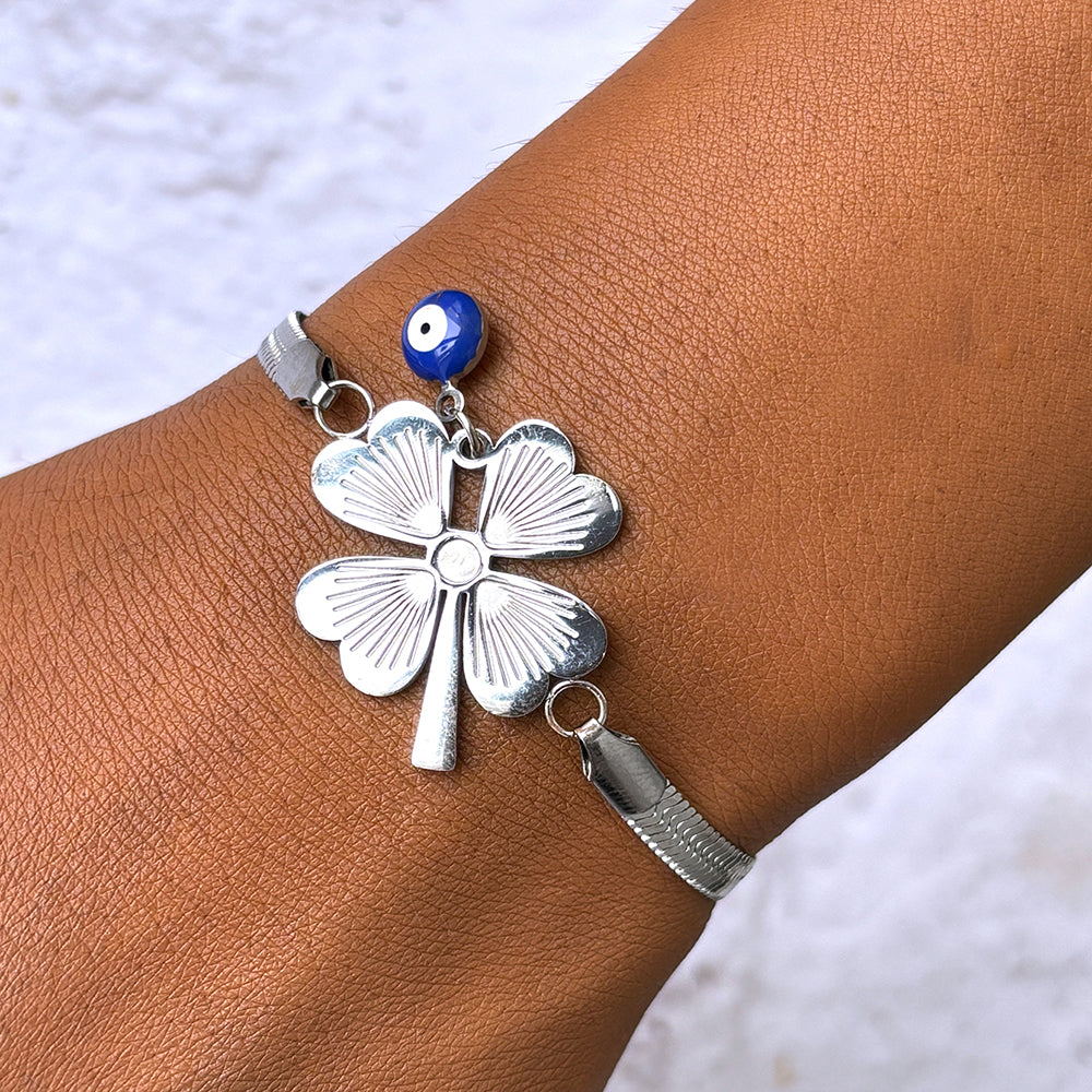 Lucky Clover Evil Eye Bracelet
