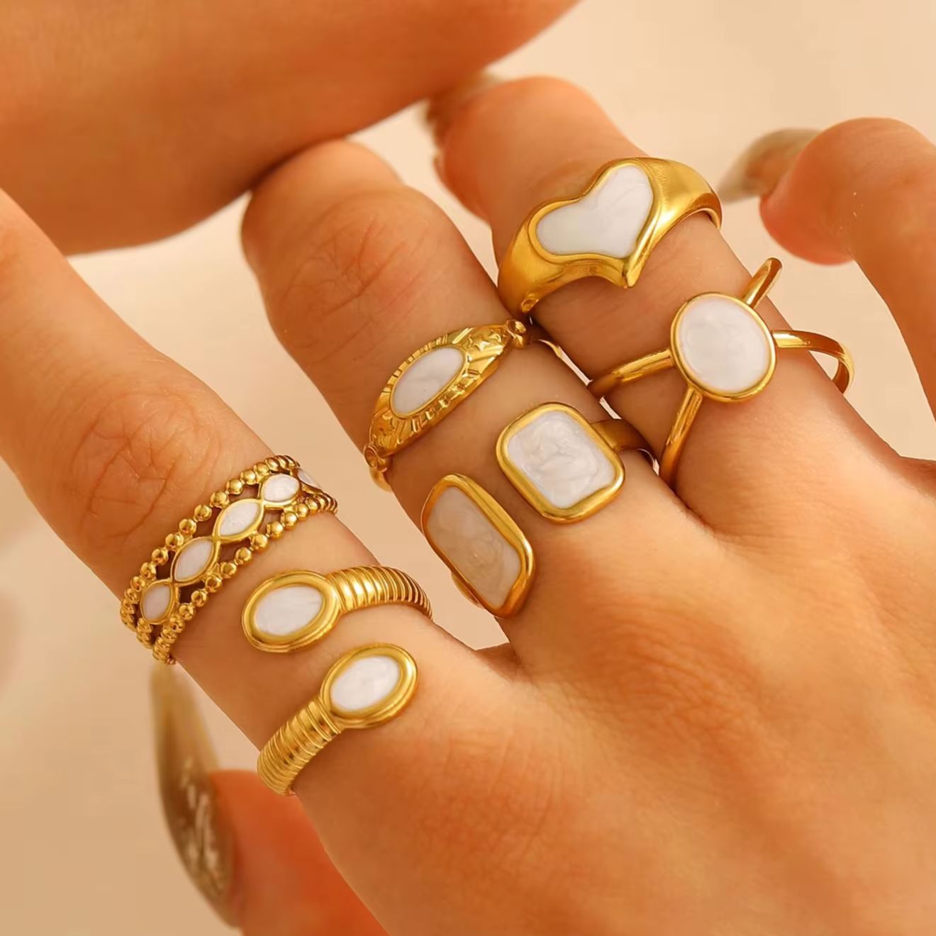 Vintage Gold Oil Drop Stainless Steel Ring