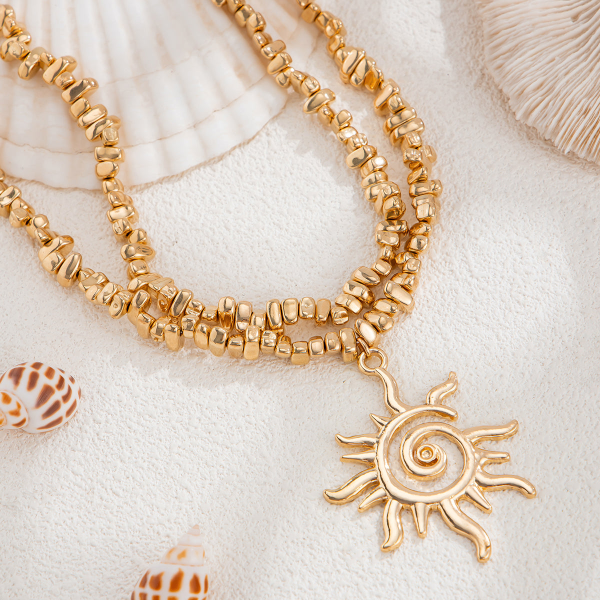 Gold Spiral Sun Pendant Choker