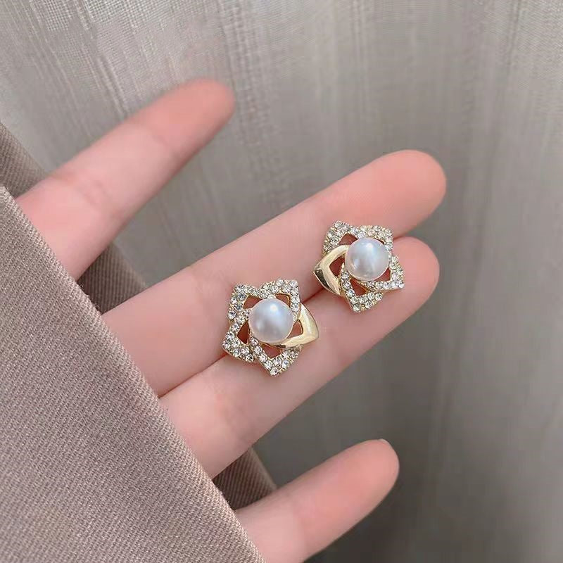 Pearl Petal Flower Stud Earrings