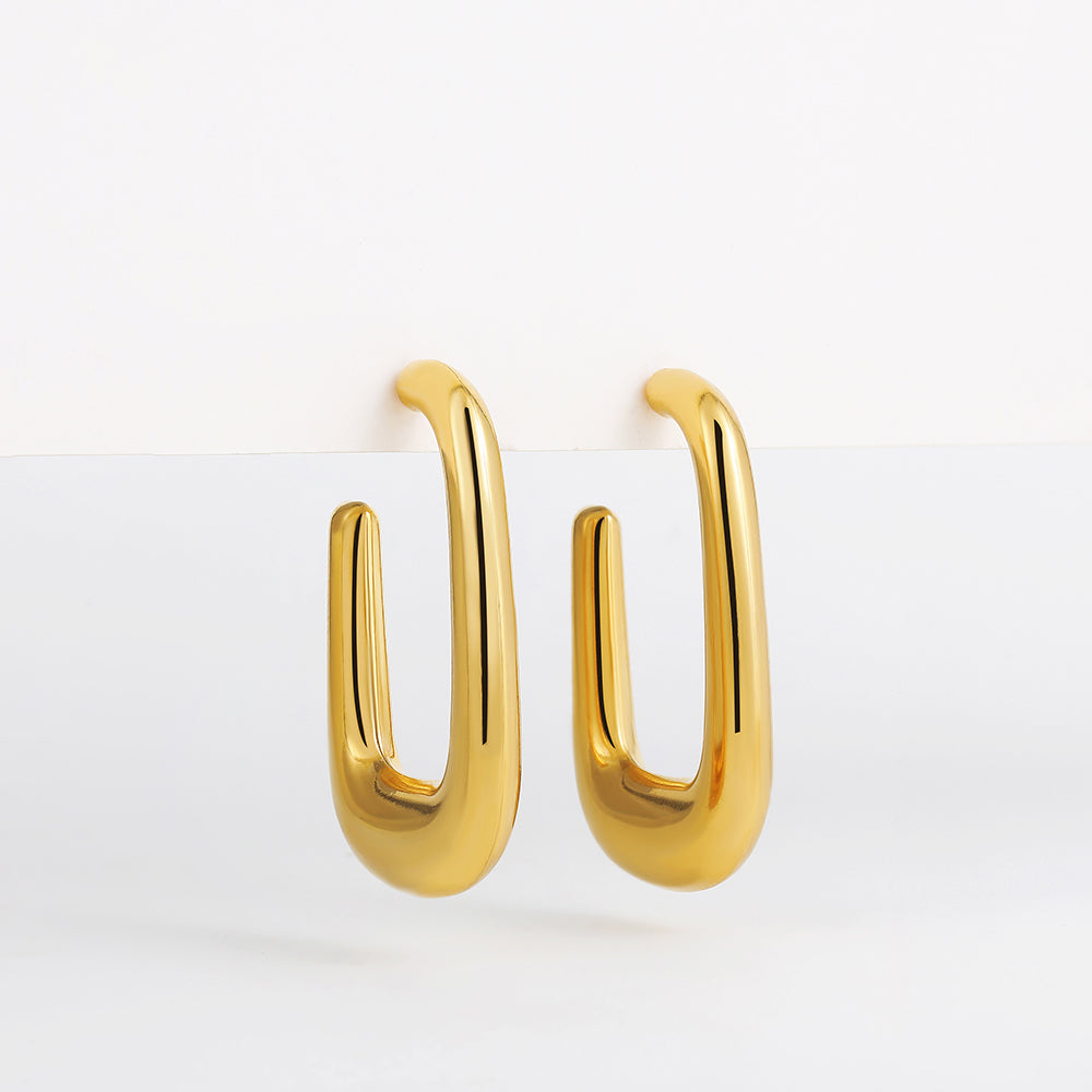 Gold U-Shaped Hoop Earrings