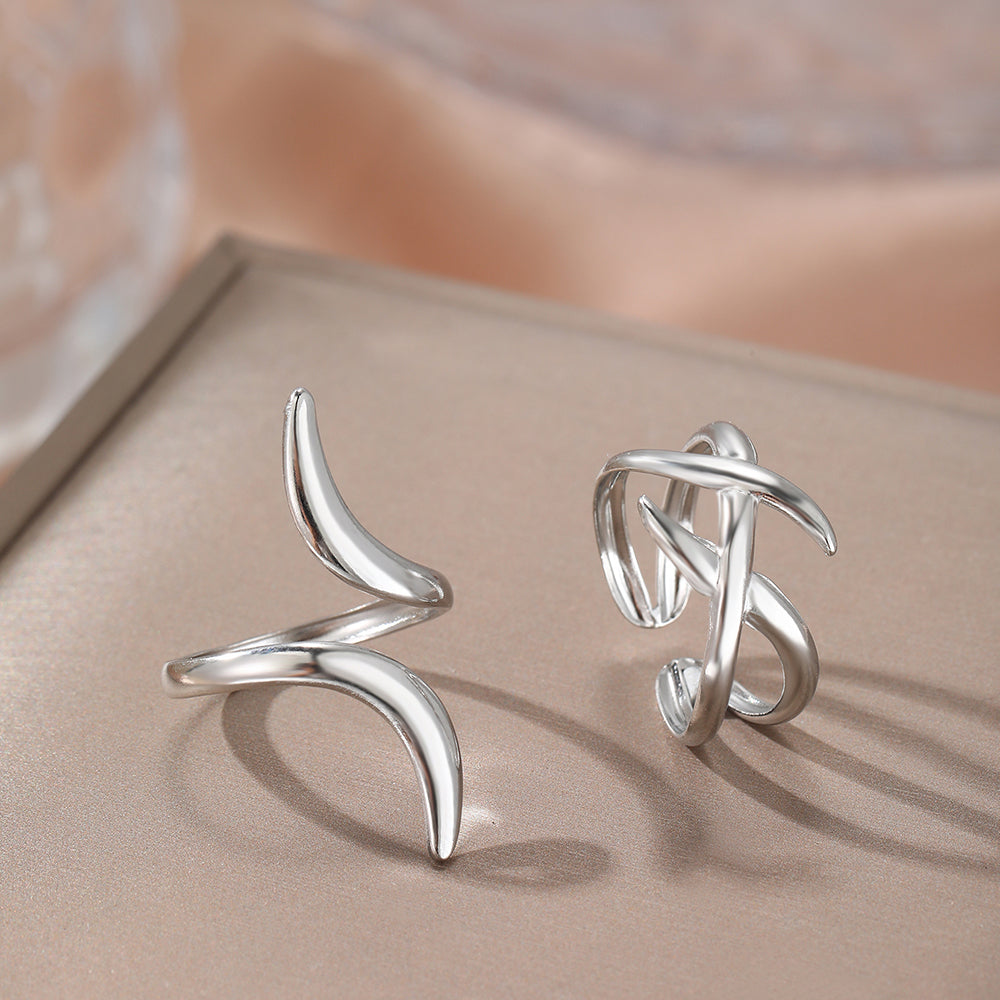 2pc Abstract Gold Ring Set