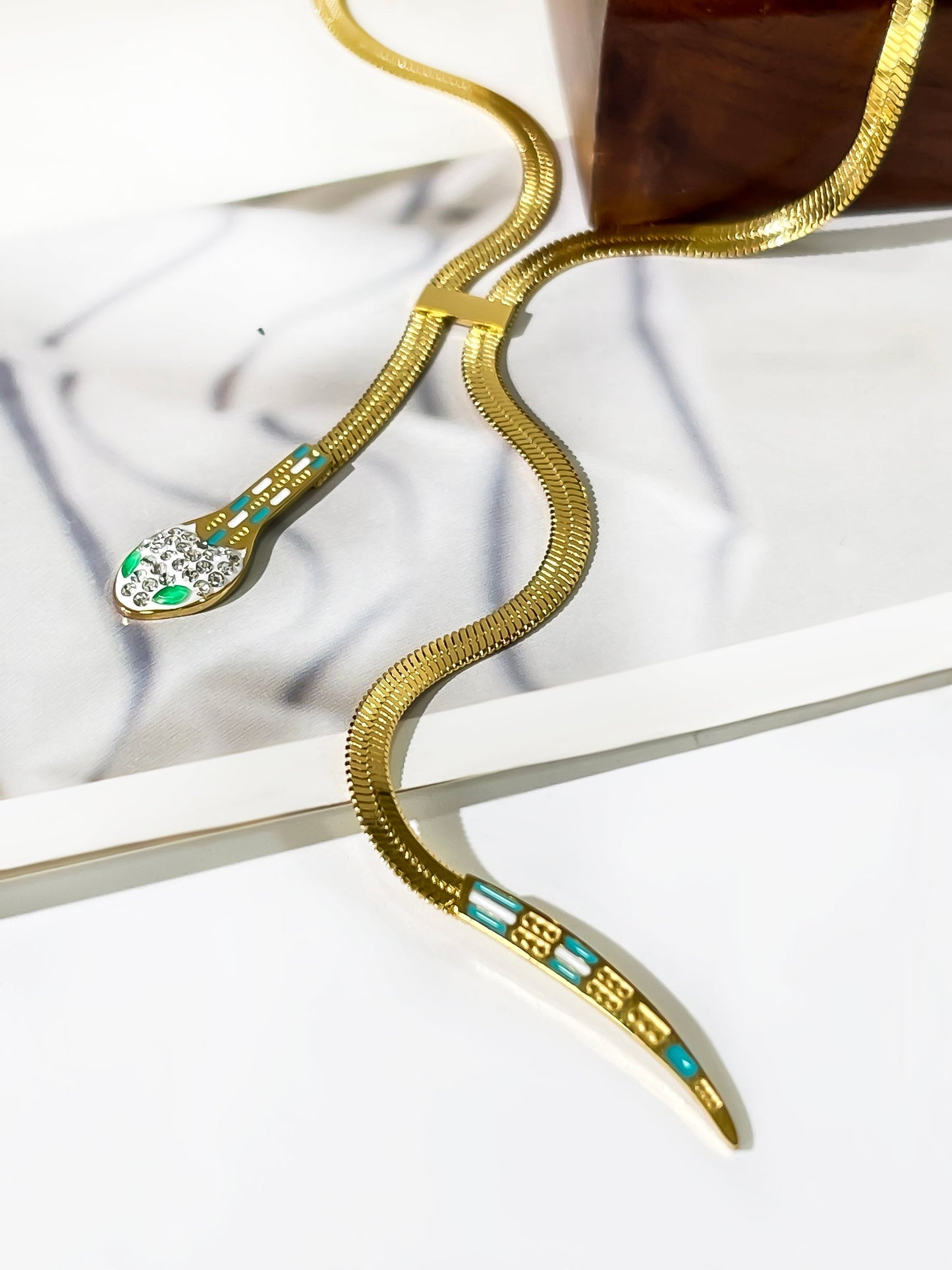 Gold Tassel Snake Chain Necklace