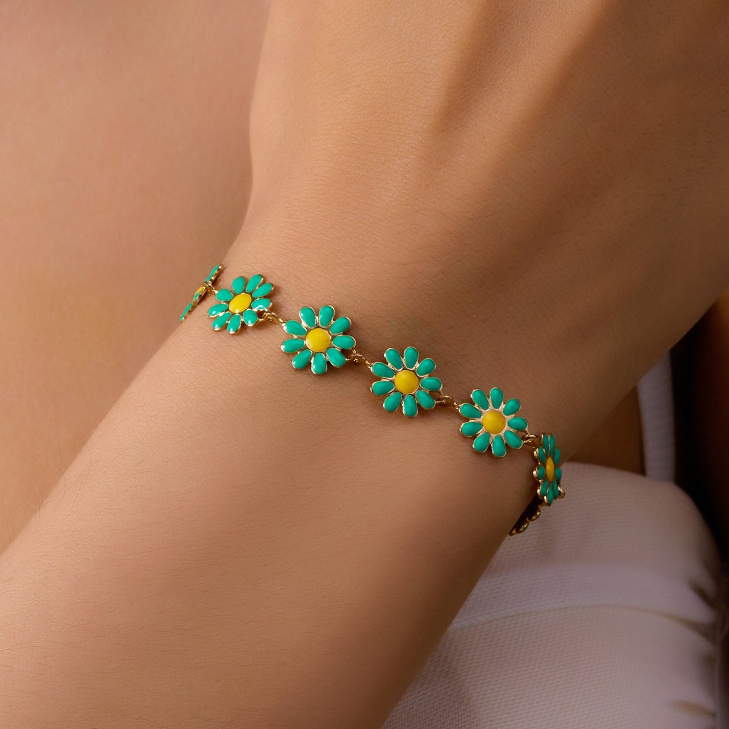 Daisy Chain Enamel Bracelet