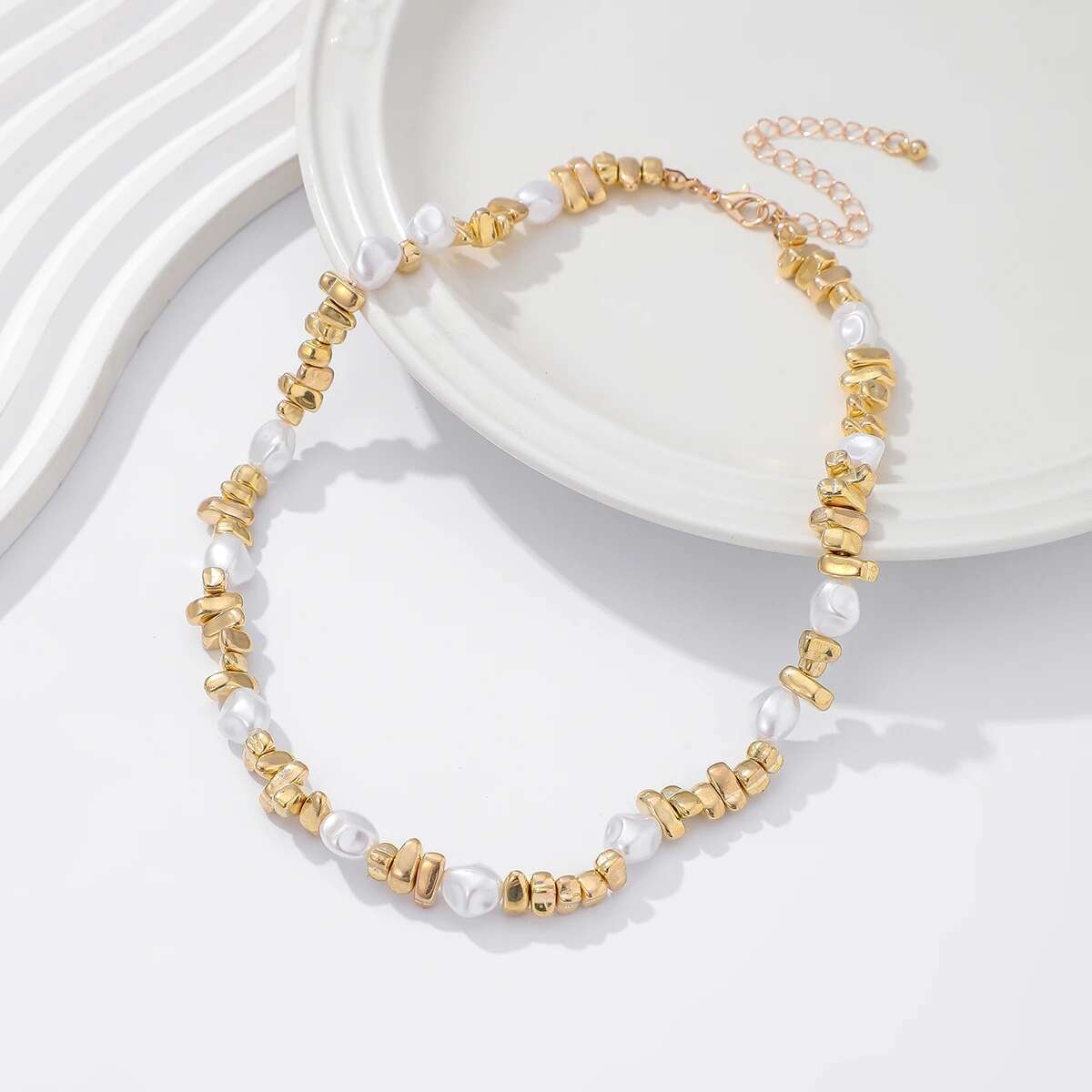 Beaded Pearl Choker Necklace