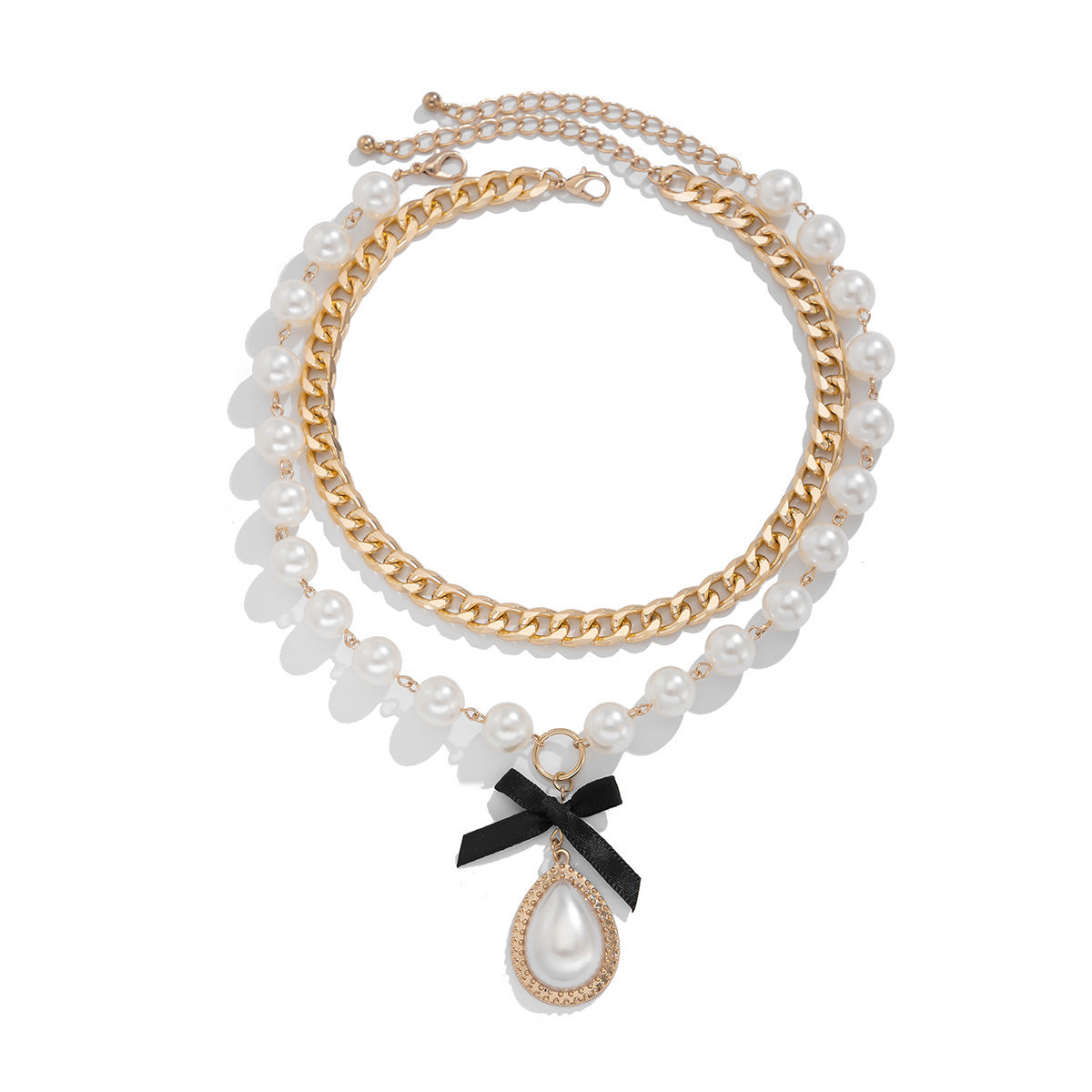 Pearl Water Drop Knot Choker Necklace