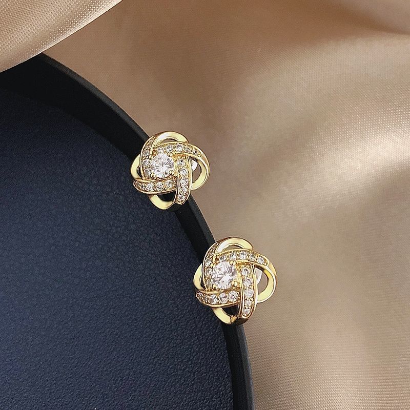 Crystal Knot Stud Earrings