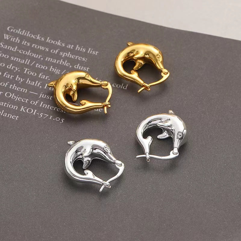 Golden Dolphin Hoop Earrings