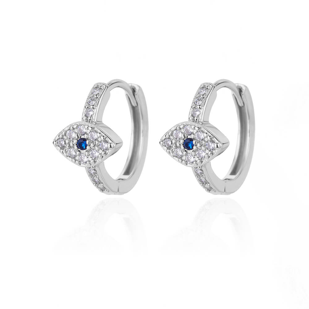 Evil Eye Sparkle Hoop Earrings