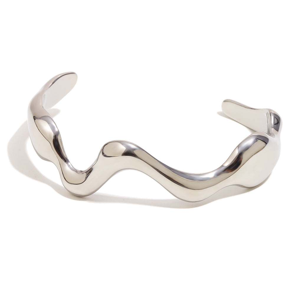 Chunky Abstract Metal Cuff Bracelet