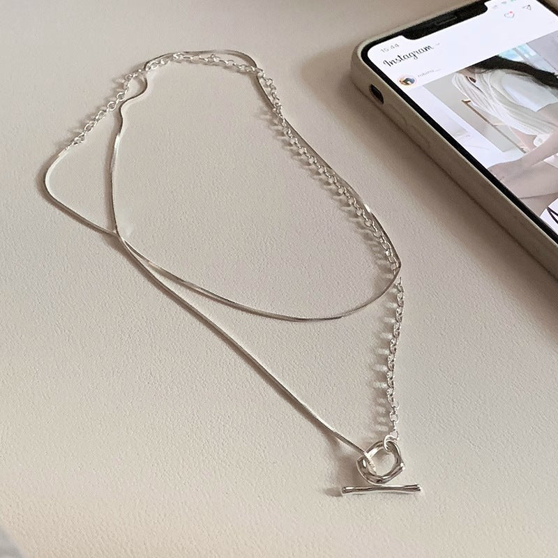 Double Layer Toggle Clasp Chain Necklace
