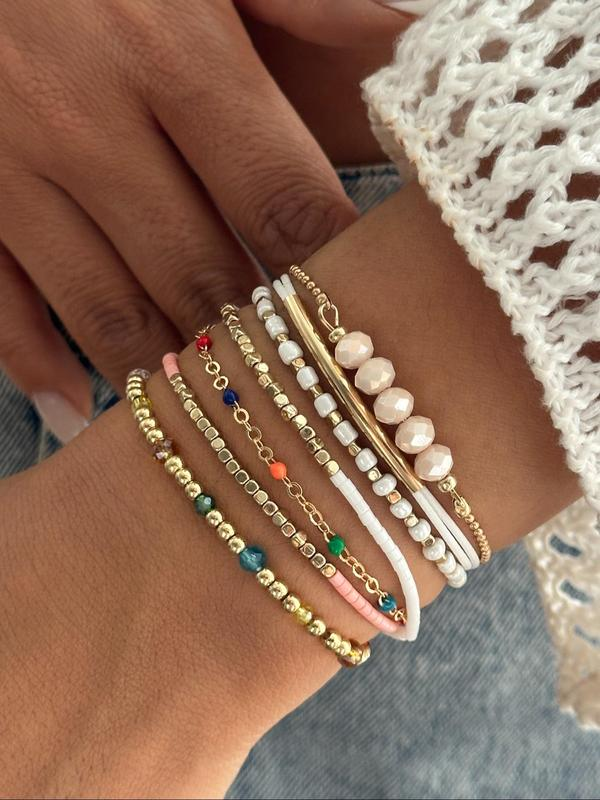 7pc Beaded Stackable Bracelet Set