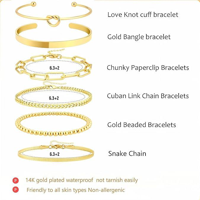 6pc 14k Bracelet Set