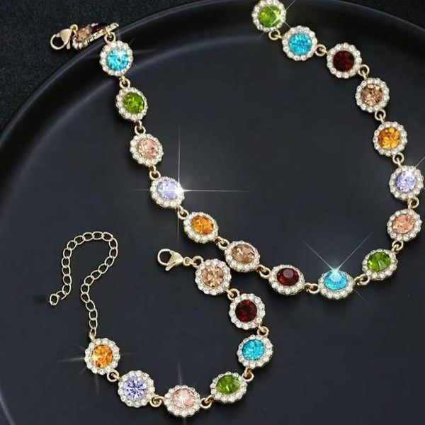 Colorful Circles Necklace And Bracelet Set