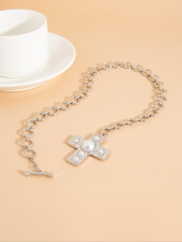 Pearl Cross Buckle Necklace