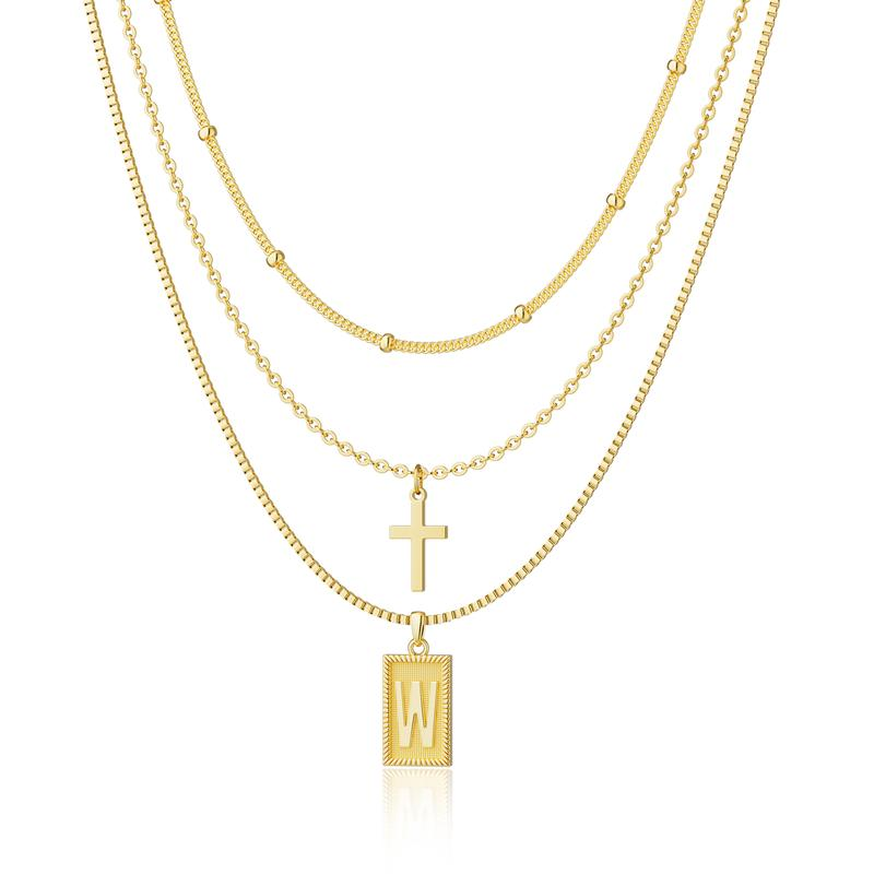 3pc Letter Cross Necklace Set